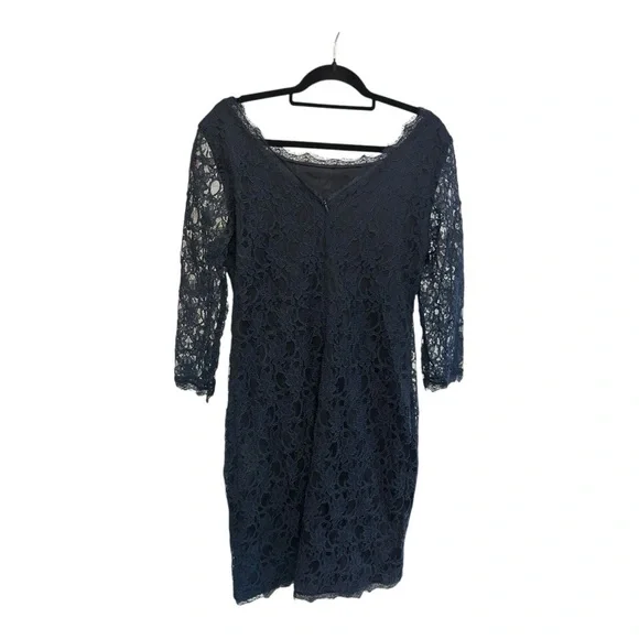 JOSEPH RIBKOFF NAVY BLUE LACE DRESS Size 16 - Picture 1 of 5